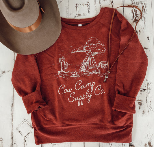 The Cow Camp Sweatshirt (Crimson)